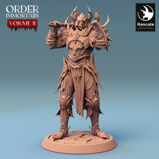 Produktfoto Tabletop 28mm Lord of the Print (LotP) 0: Tabletop Miniatur: Dunkler Ritter, Todesritter mit Zweihandhammer, verfluchter Paladin - Boss-Charakter, Elite-Krieger - Draven Evernight (24_02_G9)