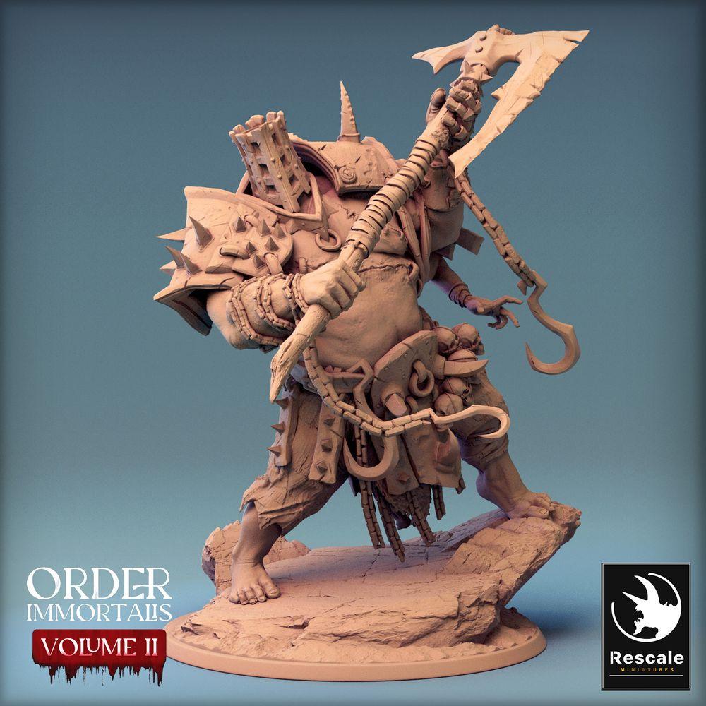 Productfoto Tabletop 28mm Lord of the Print (LotP) 0: Fantasy Figuur: Oger-Krijgsheer / Barbarische Berserker met Halberd - Eradicus Aanval (24_02_F1)