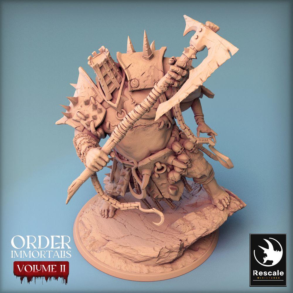 Productfoto Tabletop 28mm Lord of the Print (LotP) 0: Fantasy Figuur: Oger-Oorlogsheer / Barbaarse Berserker met Halberd - Eradicus Aanval (24_02_F1)