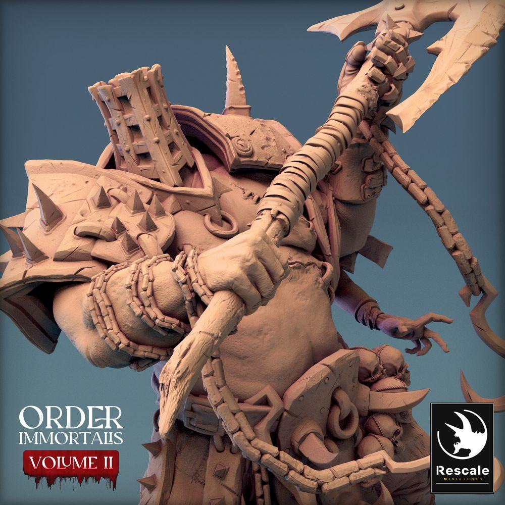 Productfoto Tabletop 28mm Lord of the Print (LotP) 0: Fantasy Figuur: Ogre-oorlogsheer / Barbaarse Berserker met Halberd - Eradicus Aanval (24_02_F1)