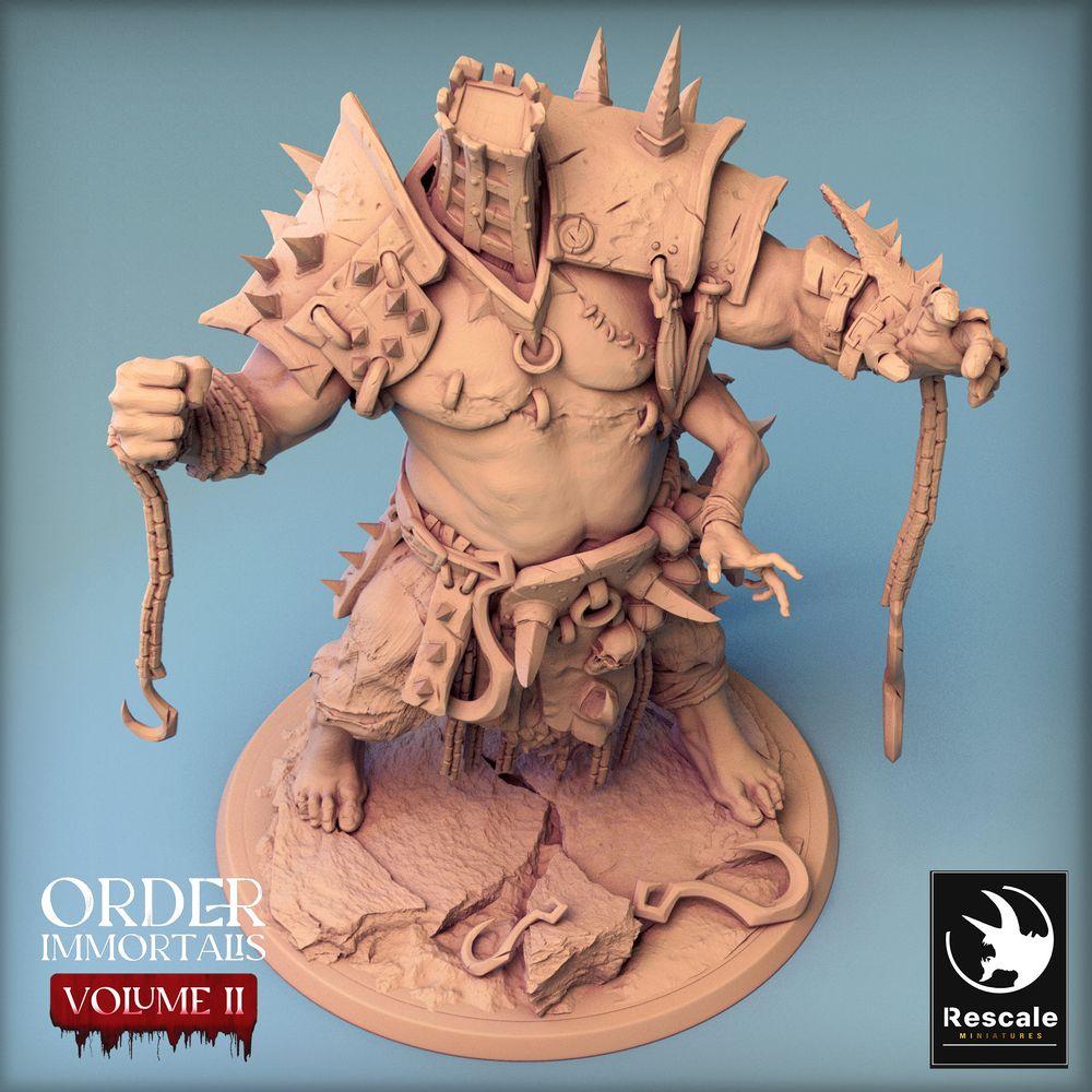 Productfoto Tabletop 28mm Lord of the Print (LotP) 0: Tabletop Miniatuur: Oger‑Kerkermeister met Kettenhaken, Henker en Barbaren‑Warlord - Eradicus Fist (24_02_F2)