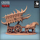 Productfoto Tabletop 28mm Lord of the Print (LotP) 0: Tabletop Miniatuur: Demonische strijdwagen Scorpio Chariot - door beesten getrokken oorlogswagen met harpoen-ballist, stekelwagen (24_02_B2)