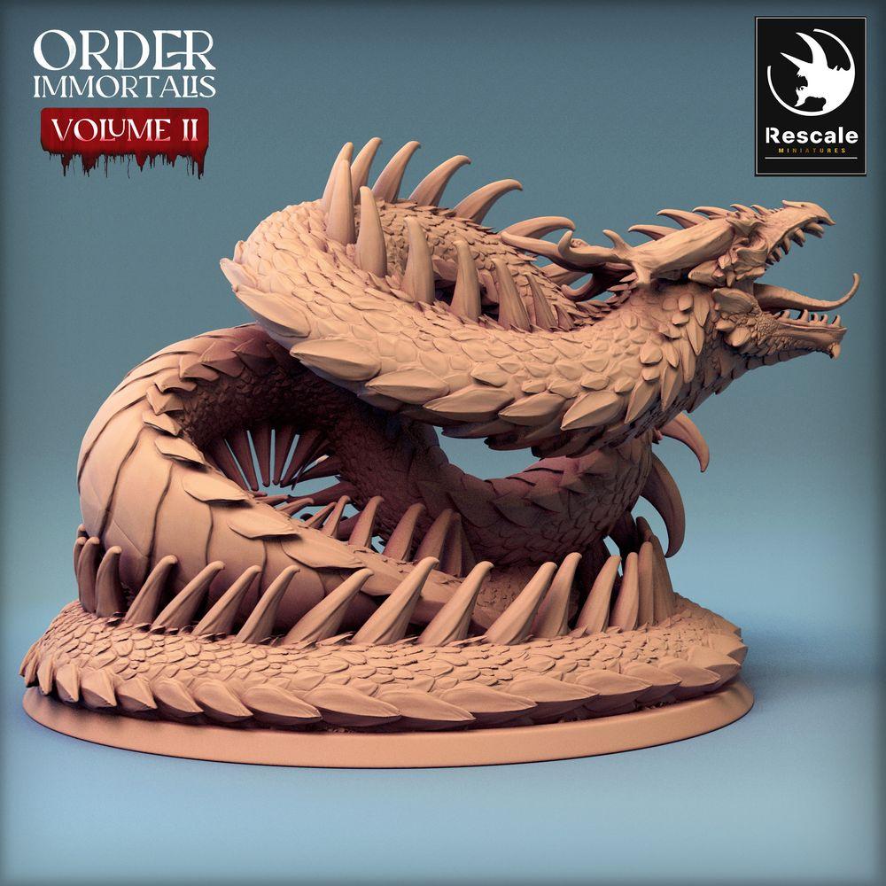 Productfoto Tabletop 28mm Lord of the Print (LotP) 0: Tabletop Miniatuur: Slangendraak Lindwurm, Wyrm-Baas, opgerolde Reuzenslang (24_02_E1)