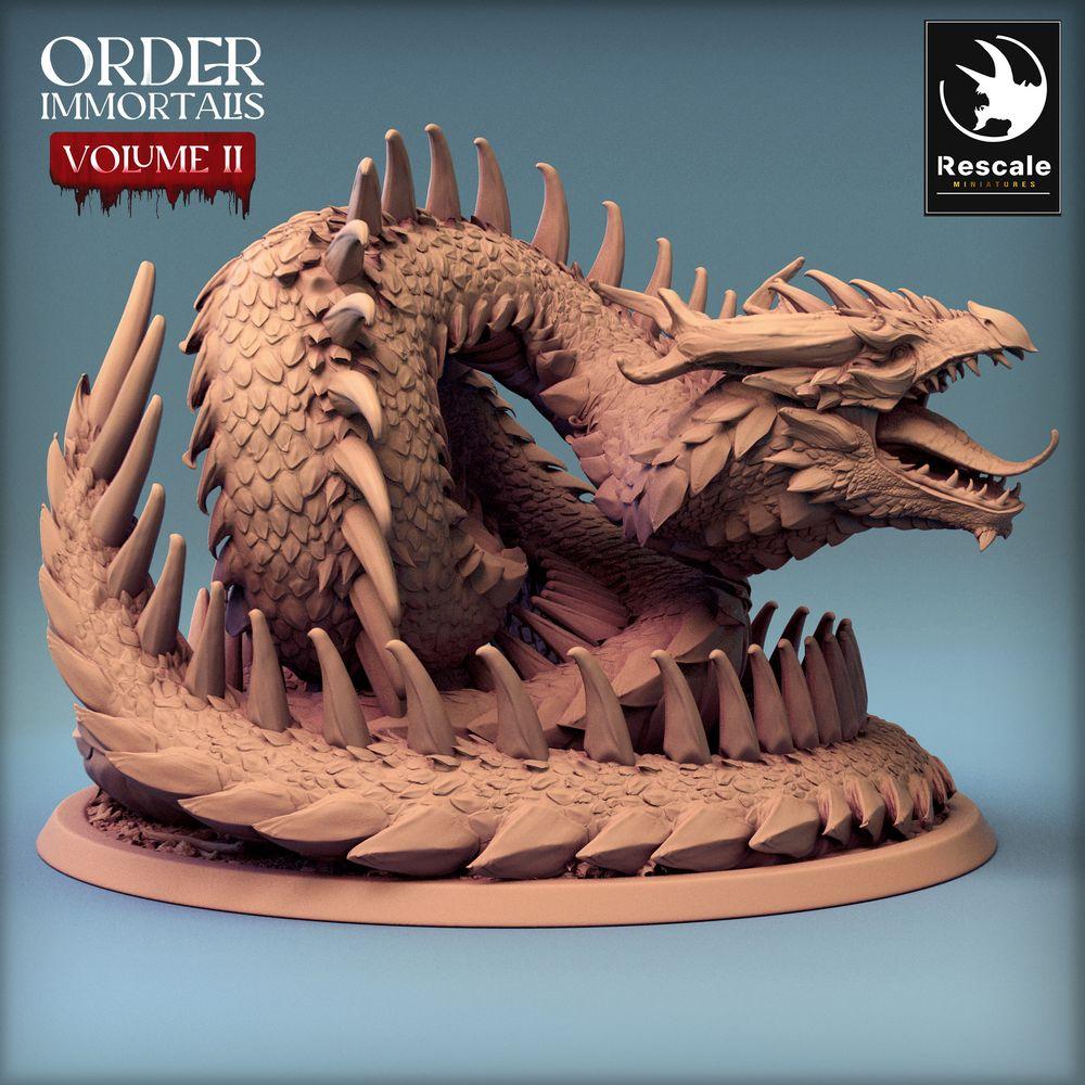 Productfoto Tabletop 28mm Lord of the Print (LotP) 0: Tabletop Miniatuur: Reusachtige zandworm / grotworm - stekelbewapende slangbeest, afgrondworm (Wyrm), baasmonster (24_02_E3)