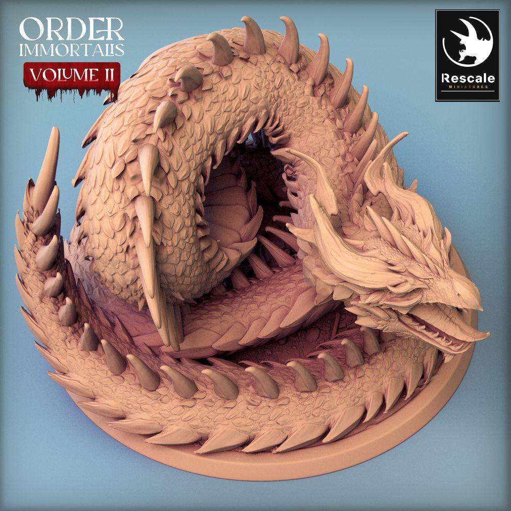 Productfoto Tabletop 28mm Lord of the Print (LotP) 0: Tabletop Miniatuur: Reusachtige Zandworm / Grottenworm - stekelbewapende slangbeest, afgrondworm (Wyrm), baasmonster (24_02_E3)