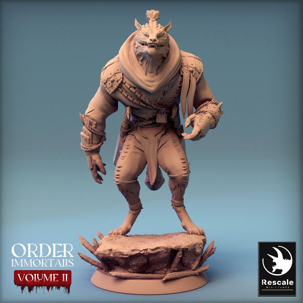 Productfoto Tabletop 28mm Lord of the Print (LotP) 0: Tabletop Miniatuur: Weerwolf-Beestman, Beestenstrijders en Barbaren-leider, Skirmish-baas, Dungeon-tegenstander (24_02_C6)