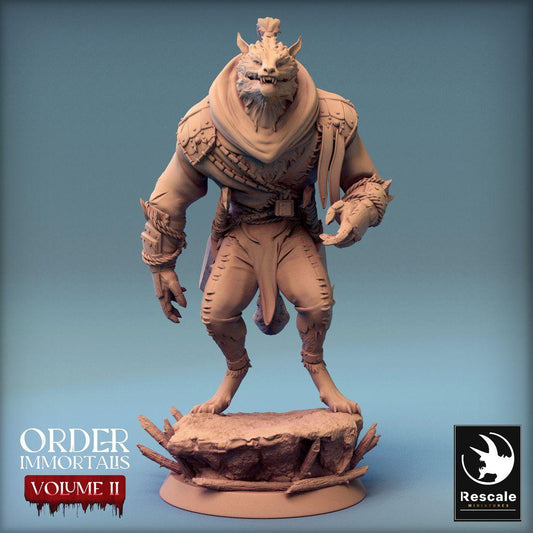 Productfoto Tabletop 28mm Lord of the Print (LotP) 0: Tabletop Miniatuur: Weerwolf-Beestman, Beestenstrijders en Barbaren-leider, Skirmish-baas, Dungeon-tegenstander (24_02_C6)