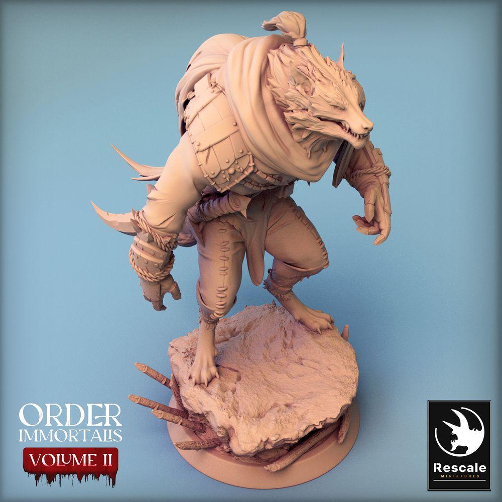 Productfoto Tabletop 28mm Lord of the Print (LotP) 0: Tabletop Miniatuur: Weerwolf-Beestman, Beestenstrijder en Barbaren-leider, Skirmish-Baas, Dungeon-tegenstander (24_02_C6)