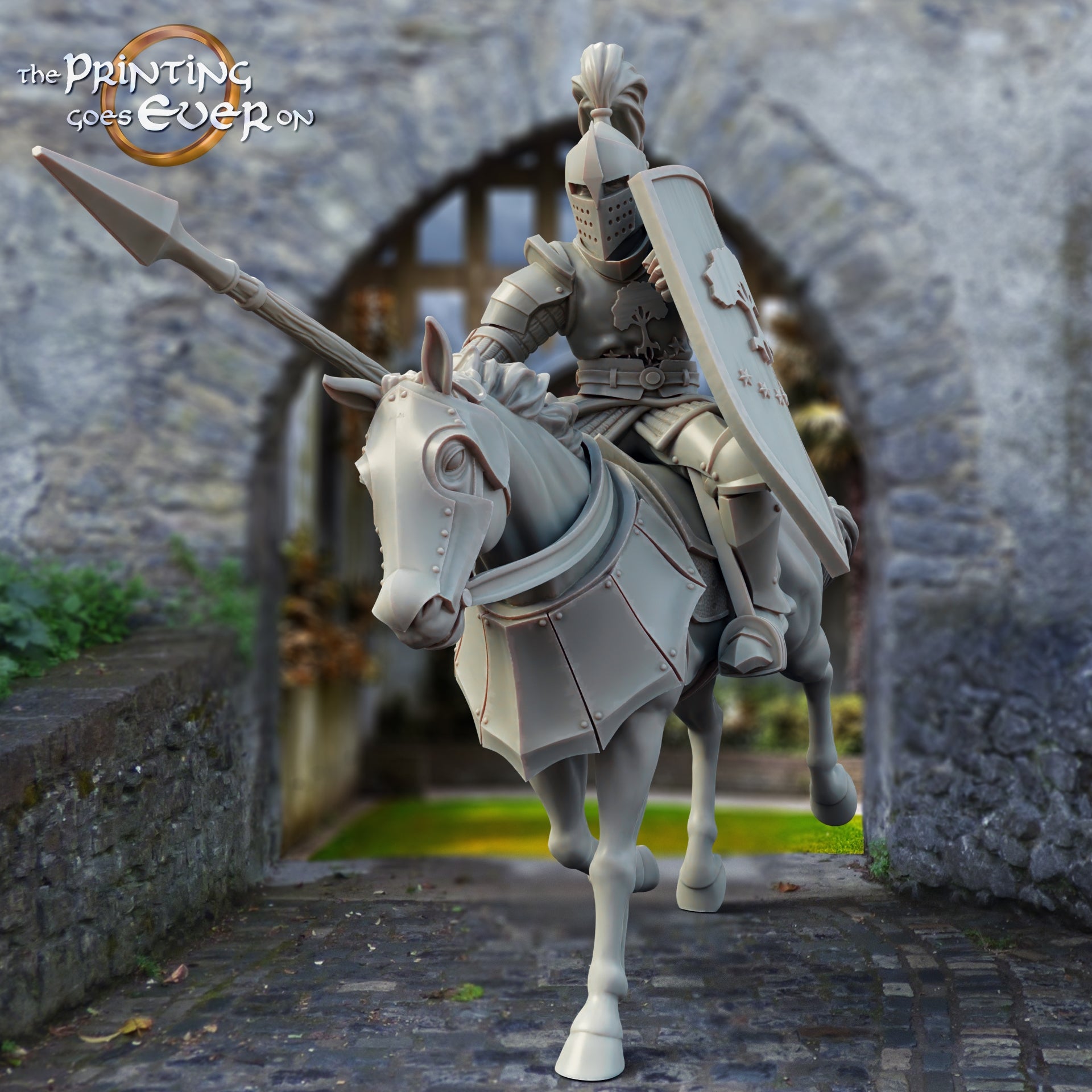 Productfoto middeleeuwse historische figuur 75mm schaal The Printing Goes Ever On (TPGEO) 0: Middeleeuwse ridderfiguren ruiter A - 75mm modellen - Krijgers van Gonthan