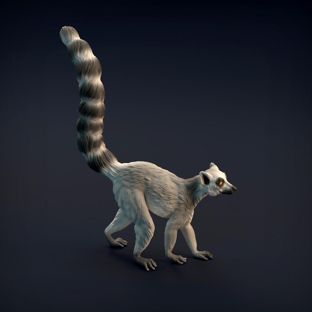 Productfoto van dierenfiguur Animal Den Miniatures 1: wilde dierenfiguur: katta (ringstaartmaki) (22_01_03)
