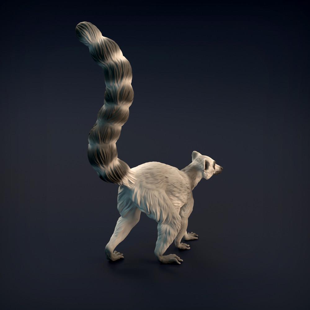 Productfoto dierfiguur Animal Den Miniatures 2: wild dier: ringstaartmaki (22_01_03)