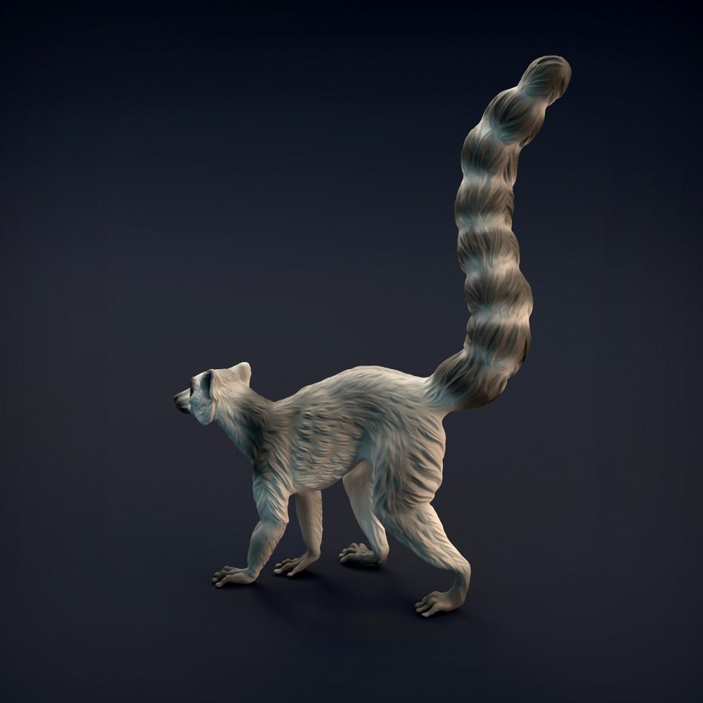 Productfoto dierenfiguur Animal Den Miniatures 5: wilde dierenfiguur: ringstaartmaki (22_01_03)