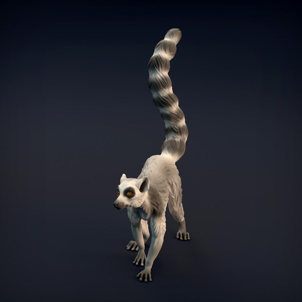 Productfoto dierenfiguur Animal Den Miniatures 7: wilde dierenfiguur: ringstaartmaki (22_01_03)