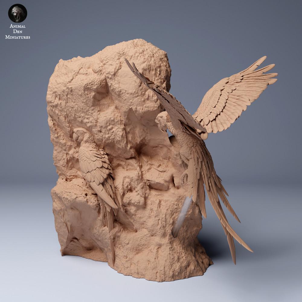 Productfoto dierenfiguur Animal Den Miniatures 0: Jungle-dierenfiguur: lichtrode ara's (24_04_09)