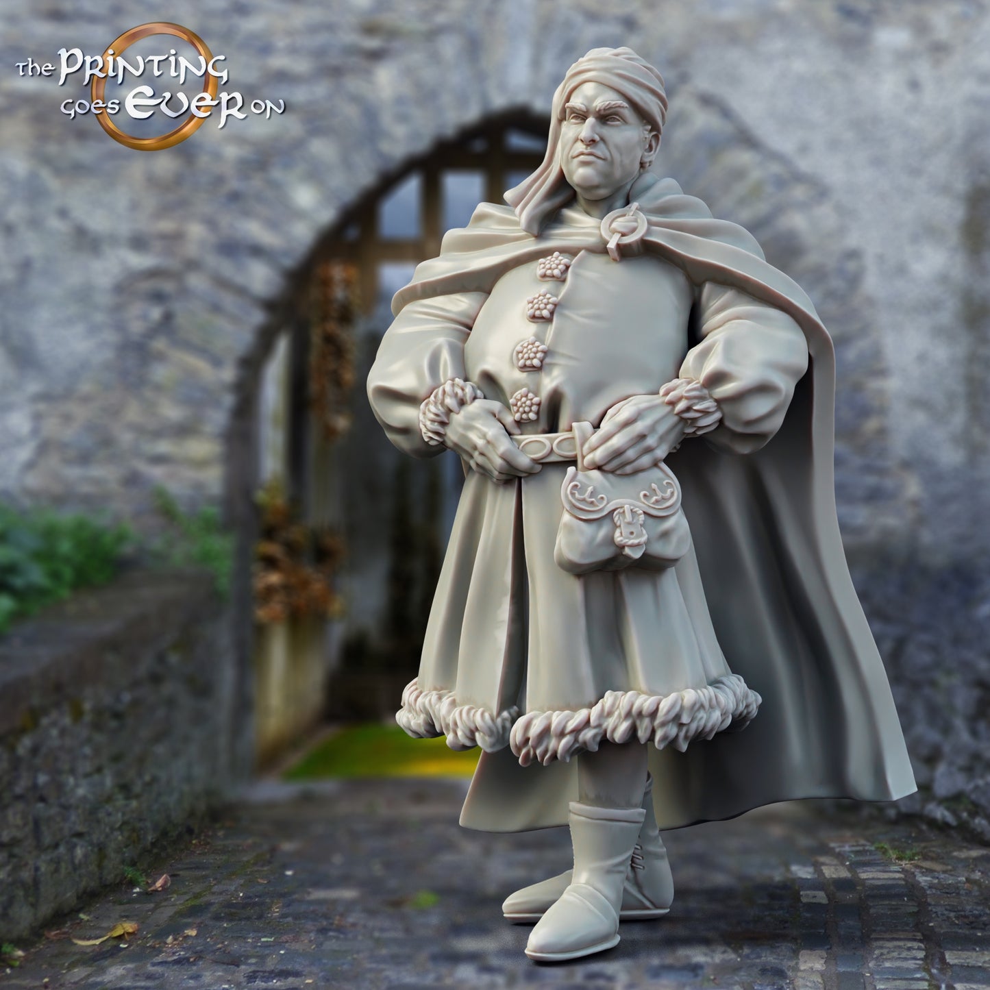 Productfoto middeleeuwse historische figuur 75mm schaal The Printing Goes Ever On (TPGEO) 0: Middeleeuwse ridderfiguren dorpsbewoner edelman - 75mm modellen - Middeleeuwse stad