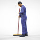 Productfoto 0: Huismeester of schoonmaker: man met bezem in overall