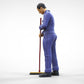 Productfoto 0: Huismeester of schoonmaker: man met bezem in overall
