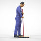 Productfoto 0: Huismeester of schoonmaker: man met bezem in overall
