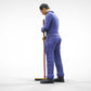 Productfoto 0: Huismeester of schoonmaker: man met bezem in overall