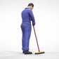 Productfoto 0: Huismeester of schoonmaker: man met bezem in overall