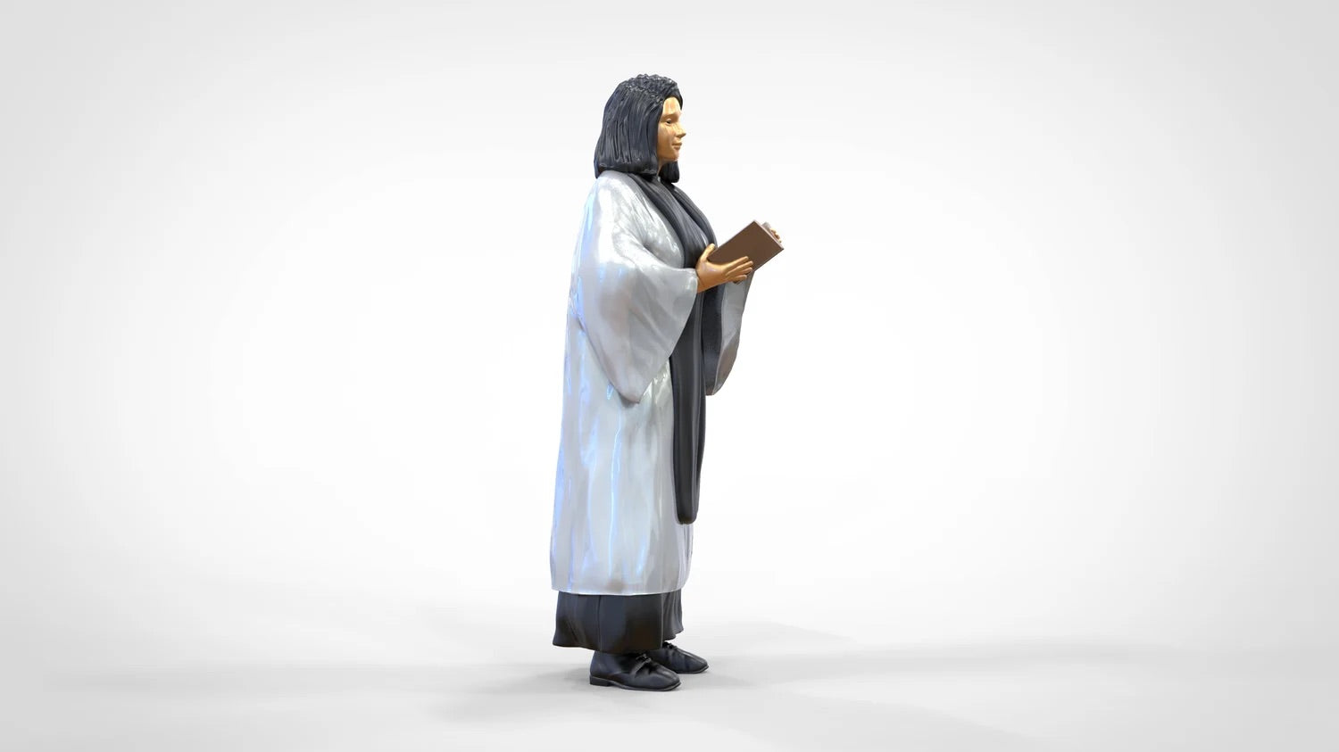 Produktfoto Diorama und Modellbau Miniatur Figur: Geistliche: Pfarrerin / Priesterin mit Bibel in Messe