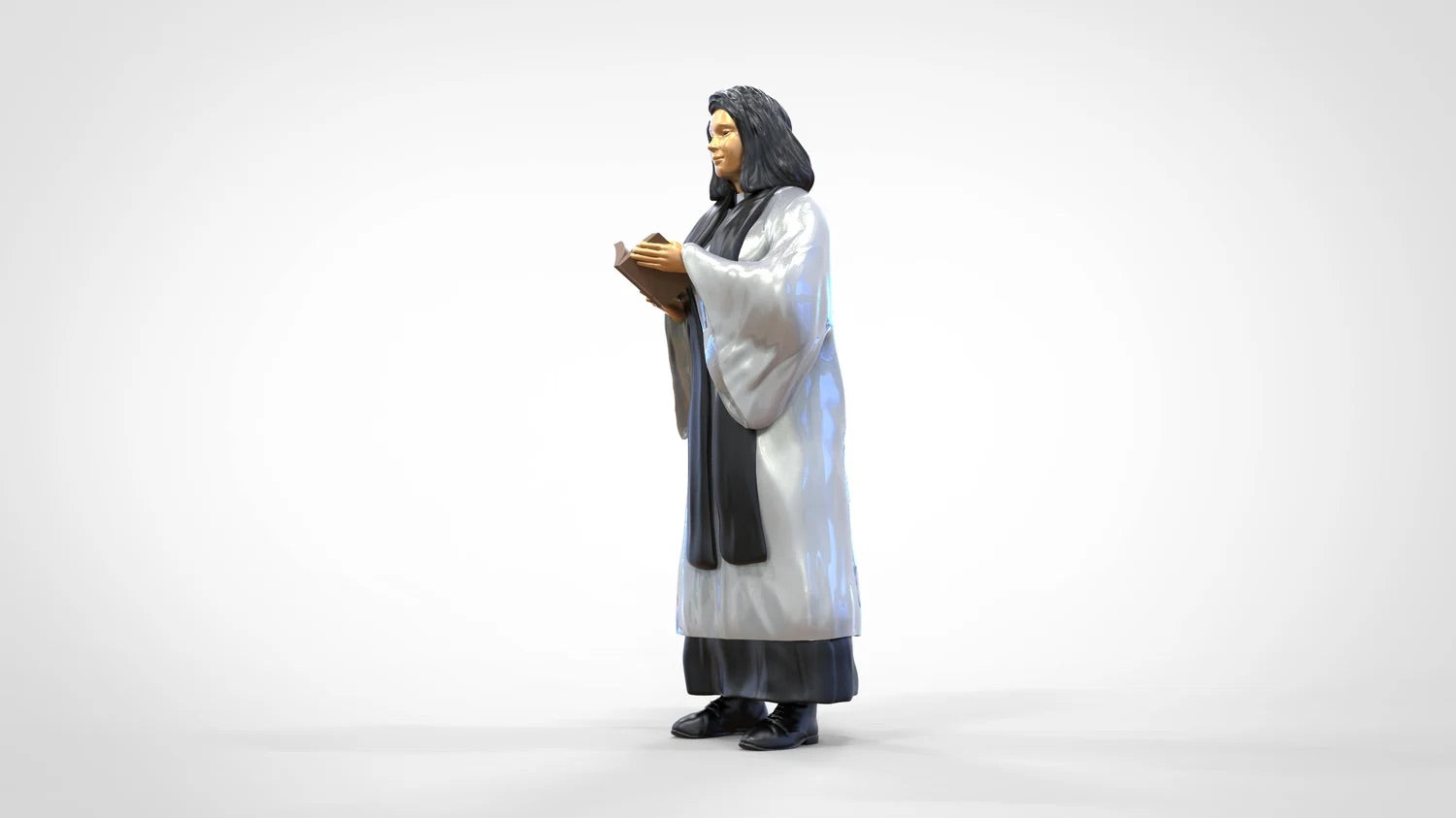 Produktfoto Diorama und Modellbau Miniatur Figur: Geistliche: Pfarrerin / Priesterin mit Bibel in Messe