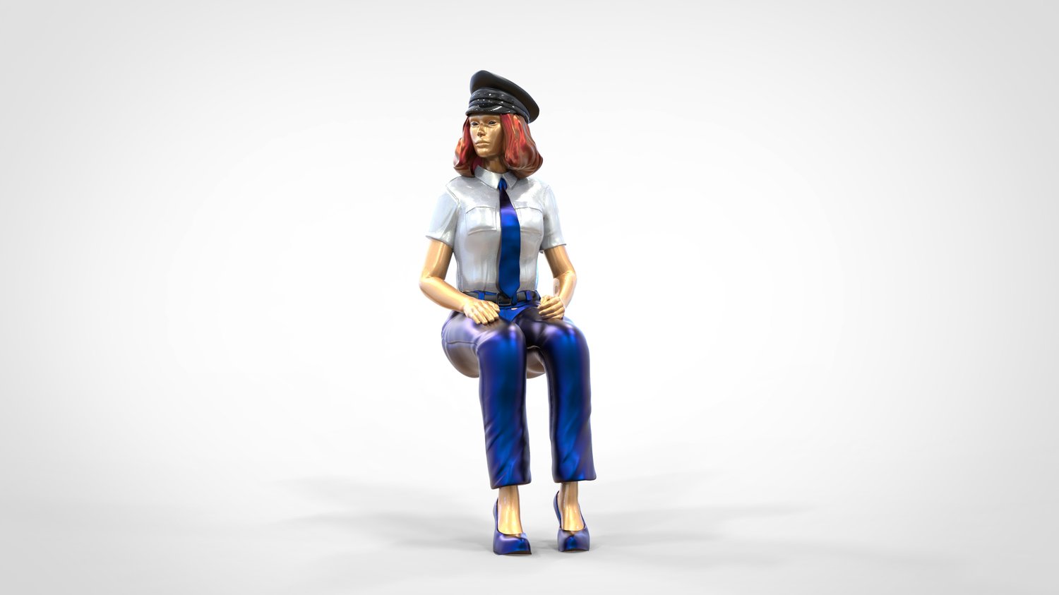 Productfoto 0: Piloot in uniform zittend: Vliegtuigpersoneel - bedient hendel