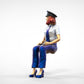 Productfoto 0: Piloot in uniform zittend: Vliegtuigpersoneel - bedient hendel