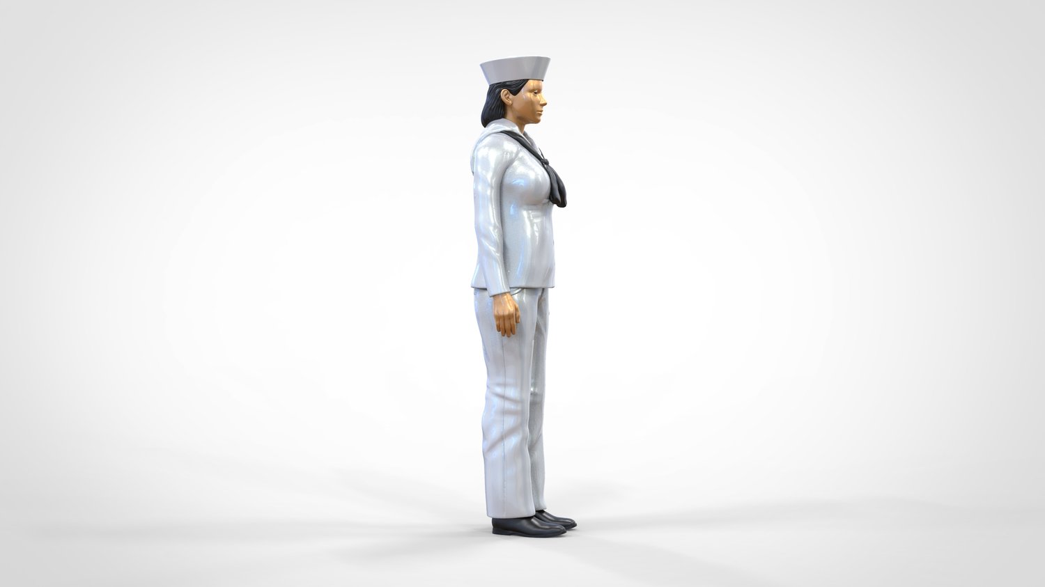 Produktfoto  0: Matrosin weiblich: Seemfrau in Uniform steht in Position