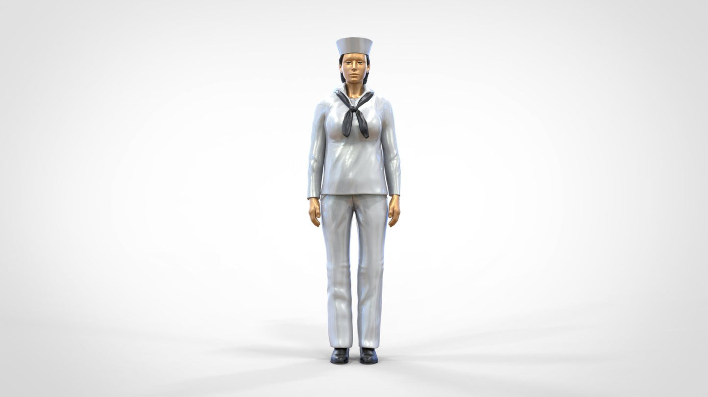 Produktfoto  0: Matrosin weiblich: Seemfrau in Uniform steht in Position