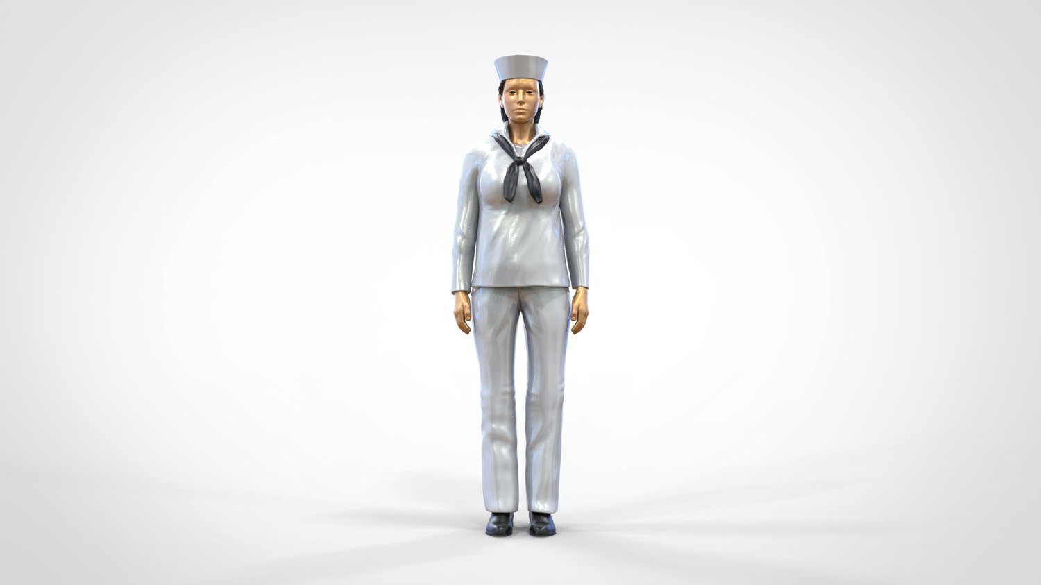 Produktfoto  0: Matrosin weiblich: Seemfrau in Uniform steht in Position