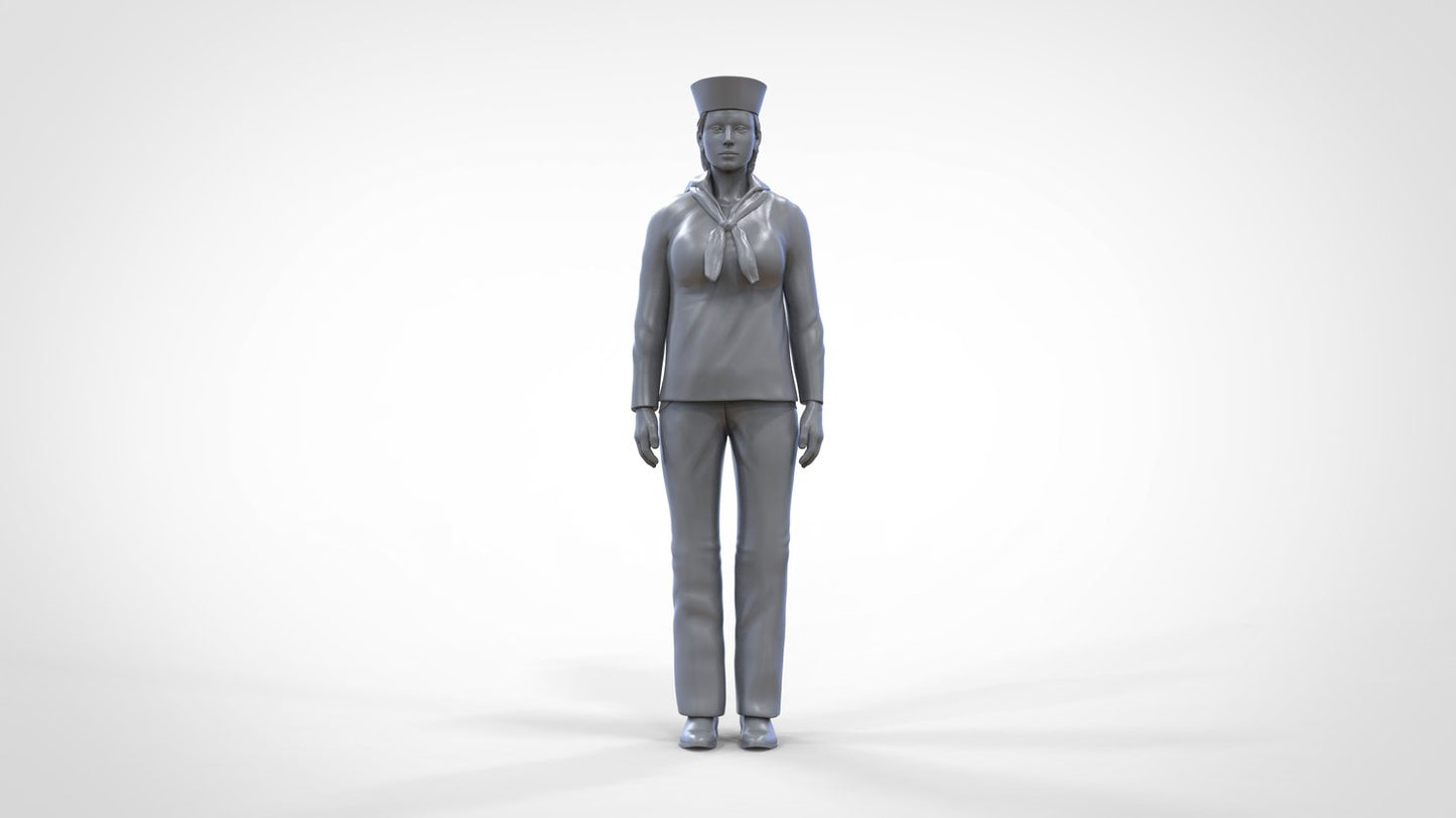 Produktfoto  0: Matrosin weiblich: Seemfrau in Uniform steht in Position