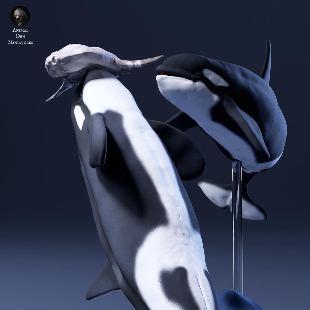 Productfoto van dierenfiguren Animal Den Miniatures 6: zeedieren: maanvis en orka’s (26_09_07)