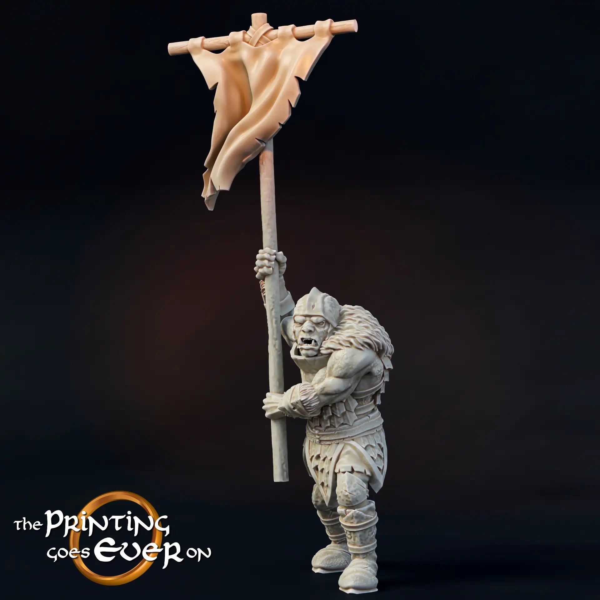 Productfoto Tabletop 28mm The Printing Goes Ever On (TPGEO) 0: Ork Kommando: Aanvals-/ Voetgroep van het Kwaad - Standaard, Trommel en Speer