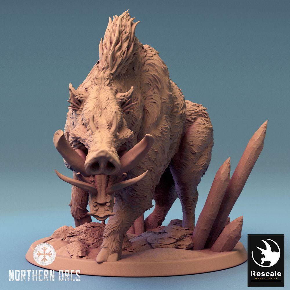 Productfoto Tabletop 28mm Lord of the Print (LotP) 0: Tabletop Miniatuur: Oorlogszweef War Boar, Reuzenzwijn, Beest-rijdier zonder ruiter, Baas-monster (24_04_V)