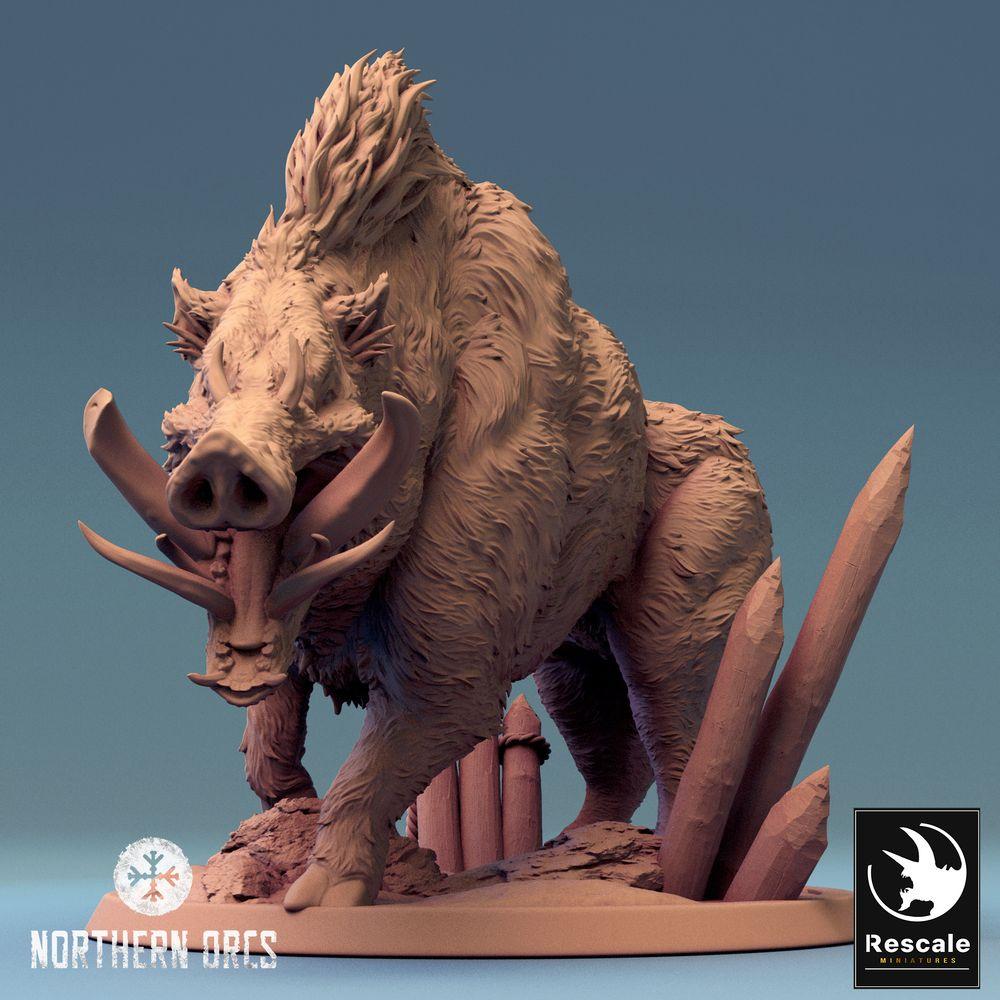Productfoto Tabletop 28mm Lord of the Print (LotP) 0: Tabletop Miniatuur: Kriegseber War Boar, Reuzenzwijn, Beest-rijdier zonder ruiter, Baas-monster (24_04_V)