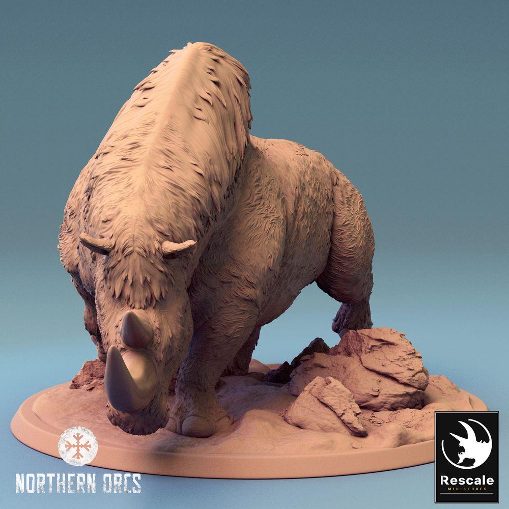 Productfoto Tabletop 28mm Lord of the Print (LotP) 0: Tabletop Miniatuur: Ork Oorlogszweef Rhino-Zwijn, Reuzenzwijn in Aanval, Oorlogszijn Mount, monsterlijk Beest (24_04_D1)