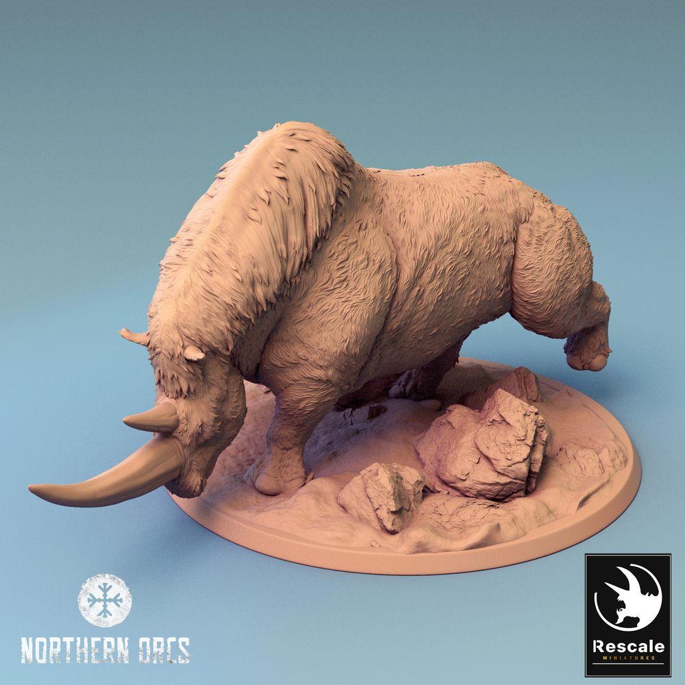 Productfoto Tabletop 28mm Lord of the Print (LotP) 0: Tabletop Miniatuur: Ork Oorlogszweef Rhino-Zwijn, Reuzenzwijn in Aanval, Oorlogszijn Mount, monsterlijk Beest (24_04_D1)
