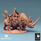 Productfoto Tabletop 28mm Lord of the Print (LotP) 0: Tabletop Miniatuur: Ork Oorlogsheer op Reusachtig Neushoorn, Beestenrijder met Speer, Orc Rhino Rider (24_04_D2)