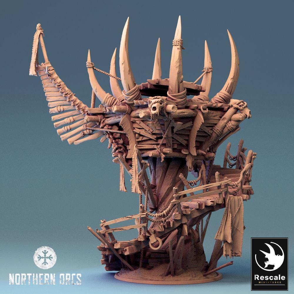 Productfoto Tabletop 28mm Lord of the Print (LotP) 0: Tabletop terrein: Ork Wachturm, Oorlogsplatform, Trophäentoren, Oorlogsmonument, Buitenpost, Orc Watchtower (24_04_W)