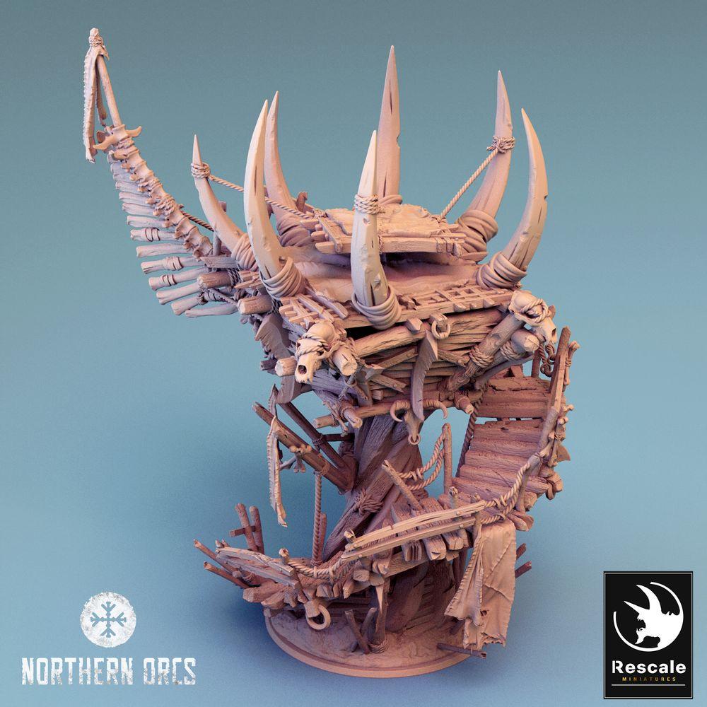 Productfoto Tabletop 28mm Lord of the Print (LotP) 0: Tabletop terrein: Ork Wachturm, Oorlogsplatform, Trophäentoren, Oorlogsschrijn, Buitenpost, Orc Watchtower (24_04_W)