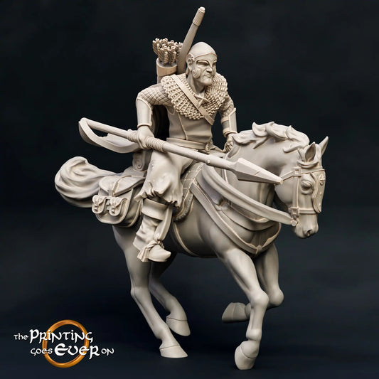 Produktfoto mittelalterliche historische Figur 75mm Scale The Printing Goes Ever On (TPGEO)  0: Mittelalterliche Ritter Figuren Ranger Reiter Speer Waldläufer des Nordens