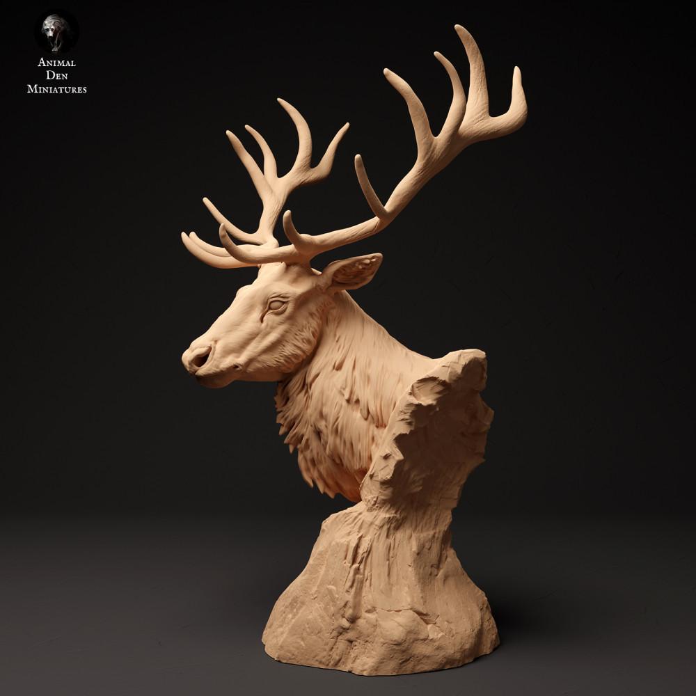 Productfoto dierenfiguur Animal Den Miniatures 1: Wildedierfiguur: edelhert - buste (24_01_58)