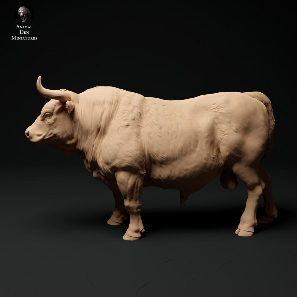 Productfoto dierenfiguur Animal Den Miniatures 0: Boerderijdierenfiguur: Rode Devon-stier (24_01_62)