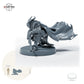 Bahamut-Ritter mit Schwert – E: Größenvergleich, ca. 30 mm Gesamthöhe inklusive Base und höchstem Teil, mit 32-mm-Referenzfigur.
