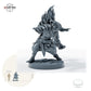 Goblin-Feuerträger – Standard: Größenvergleich, ca. 41 mm Gesamthöhe inklusive Base und höchstem Teil, mit 32-mm-Referenzfigur.