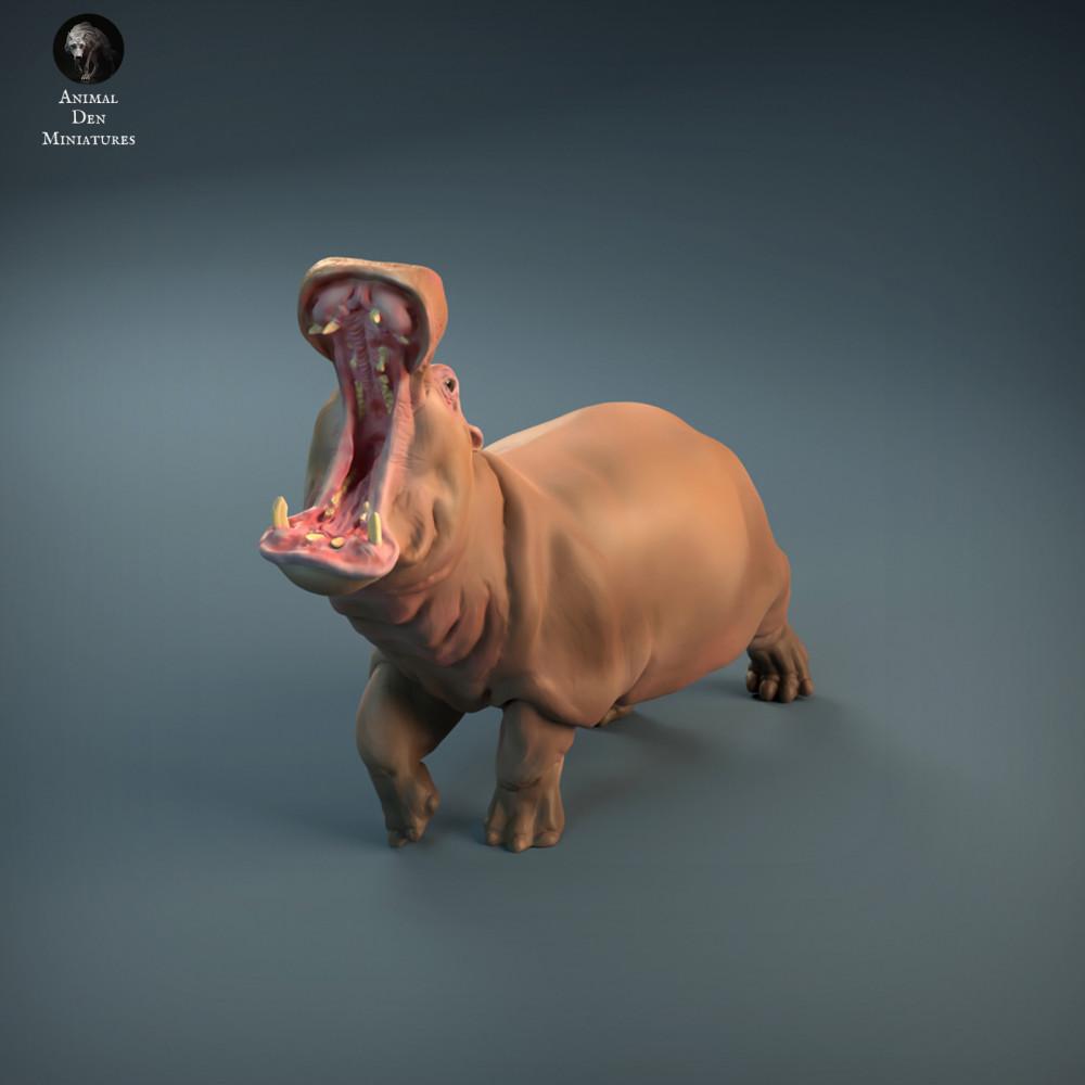 Productfoto dierenfiguur Animal Den Miniatures 3: wilddierenfiguur: woedend nijlpaard (21_12_04)