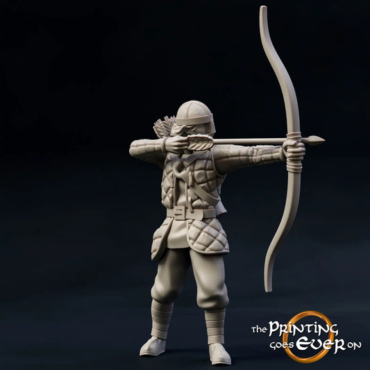 Produktfoto mittelalterliche historische Figur 75mm Scale The Printing Goes Ever On (TPGEO)  0: Mittelalterliche Ritter Figuren Bogenschütze - 75mm Modelle - Krieger der Mark