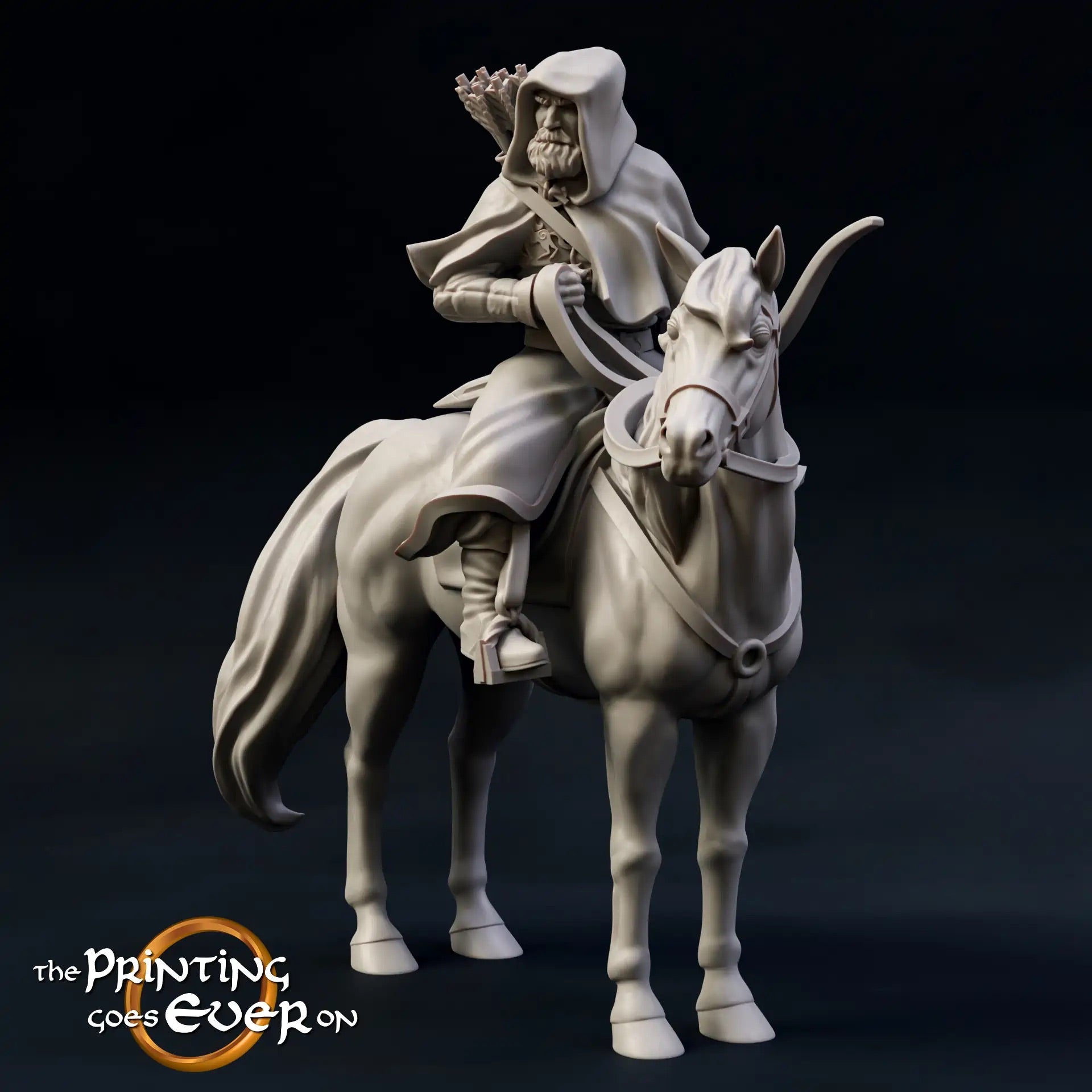 Productfoto middeleeuwse historische figuur 75mm schaal The Printing Goes Ever On (TPGEO) 0: Middeleeuwse ridderfiguren ruiter met verkenner - 75mm modellen - krijgers van de Mark