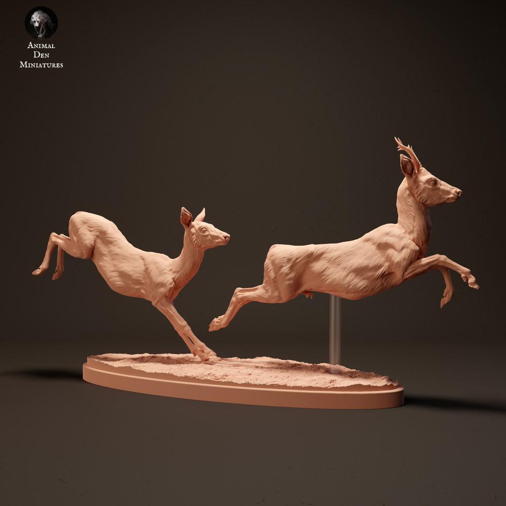 Productfoto dierenfiguur Animal Den Miniatures 1: Wild dierfiguur: ree - rennend (23_10_14)